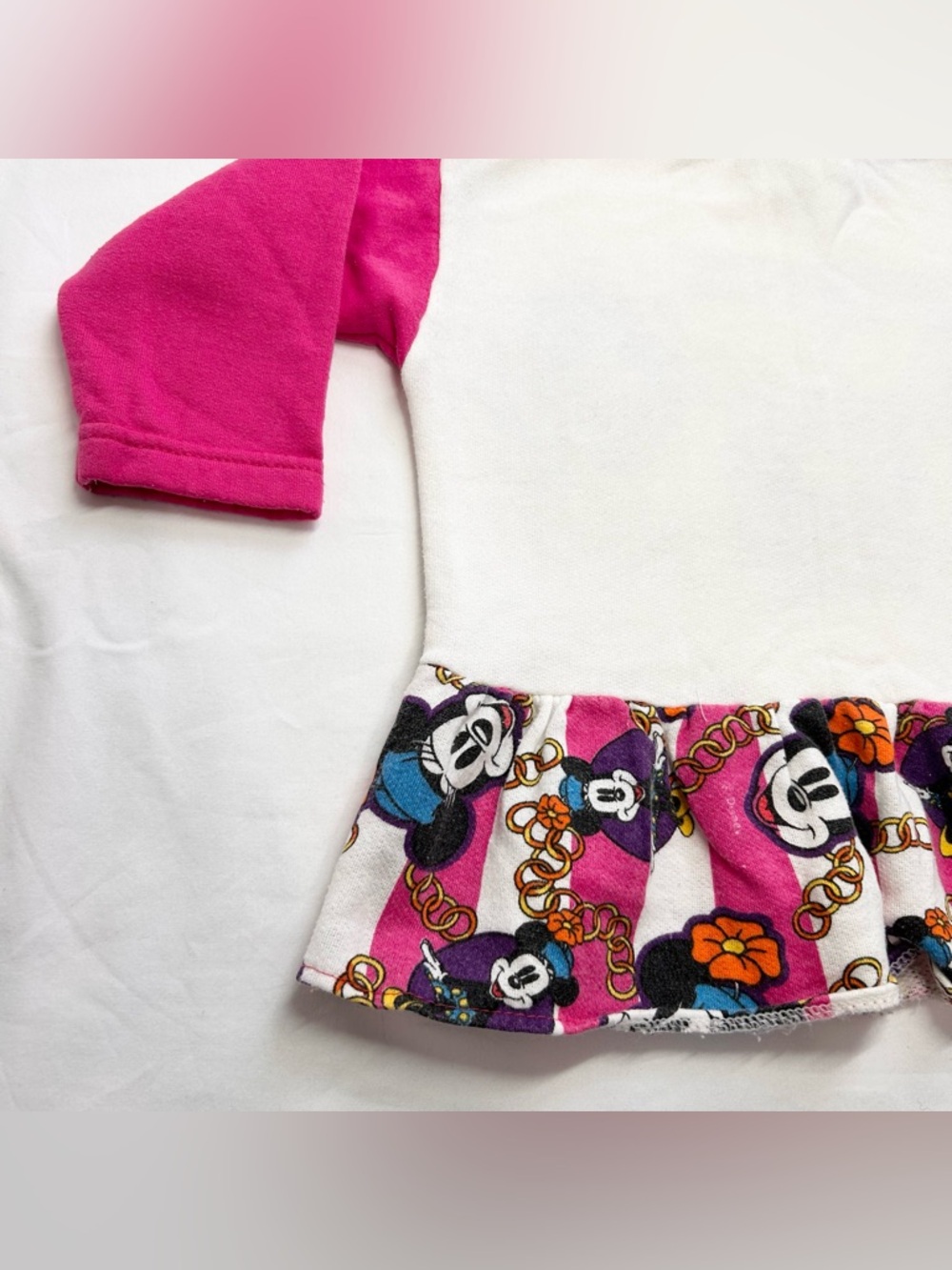 Vintage 90s Disney Club Mickey Minnie Mouse Dress Pink Rings Detail Size 2T Rare - Picture 3 of 6